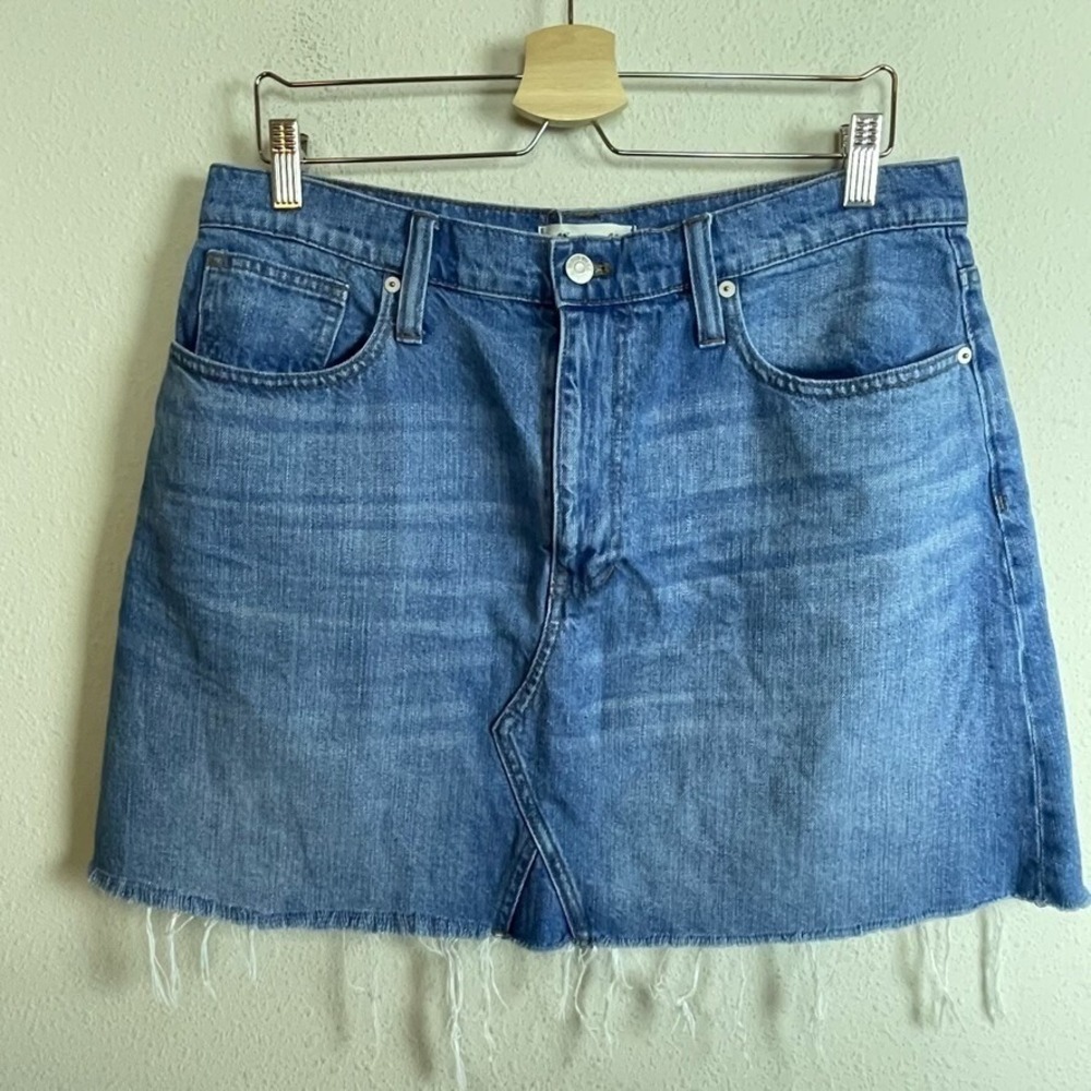 Madewell Denim Mini Skirt Womens‎ 32 Blue Raw Hem Frayed High Rise